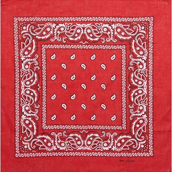 2 Pack Bandana 100% Cotton Paisley Print One-Sided Scarf Red & American Flag - Picture 1 of 2